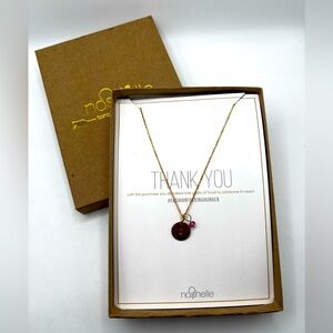 Nashelle Jewlery Classic Coin Necklace “D” with gem 14k gold fill 16” Length